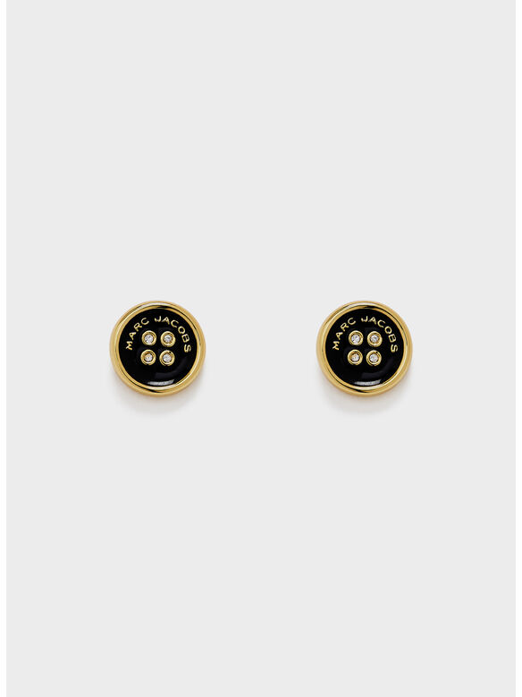 ORECCHINI BUTTON, 972 GOLD/BLACK, medium