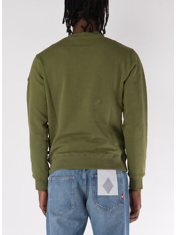 FELPA GIROCOLLO CON PATCH LOGO, 082 VERDE MILITARE/MILITARY GREEN, small