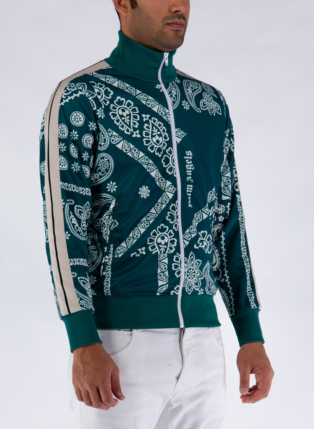 PALM ANGELS FELPA BANDANA TRACK JACKET Beige, Bianco, Nero, Verde Uomo |  Selecteur
