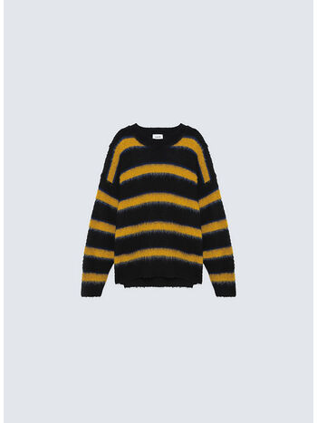 MAGLIONE CREW OVER STRIPE, BC03 NERO/BLUETTE/GIALLO, small