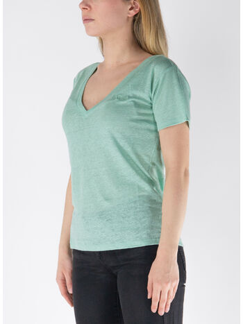 T-SHIRT ELOISE CON SCOLLO A V IN JERSEY DI LINO, 00050H 53 EMB, small