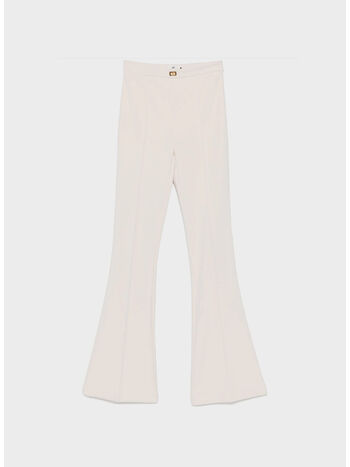 PANTALONE A ZAMPA IN CRÊPE CON PLACCA LOGO, , small