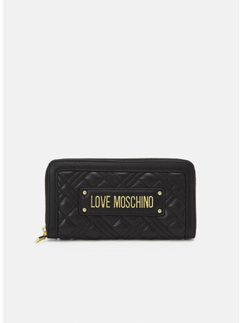 PORTAFOGLIO TRAPUNTATO ZIP AROUND, 000 NERO, small