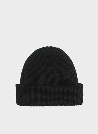CAPPELLO LOGO PATCH RIBBED BEANIE, 1000BLACK, small
