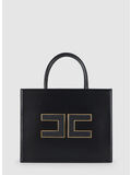 BORSA TOTE GRANDE CON LOGO, 110 NERO, thumb
