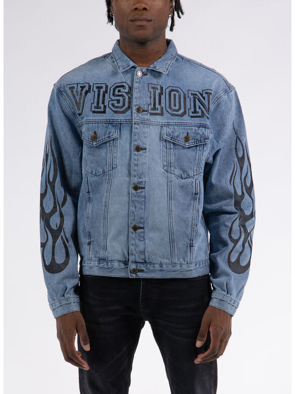 GIACCA DENIM FLAMES, BLUE, medium