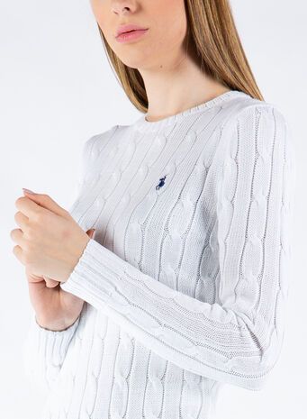 MAGLIONE A TRECCE, 005WHITE, small