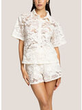 CAMICIA A MANICA CORTA BLOSSOM LACE, 001 BIANCO, thumb