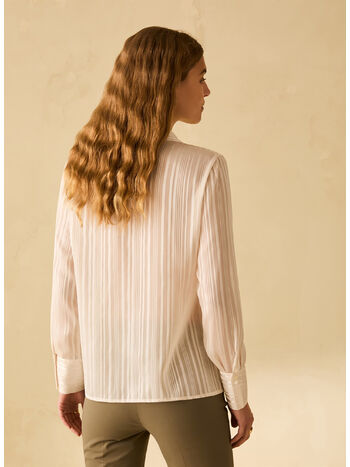 CAMICIA CON TEXTURE A RIGHE, 001 BIANCO, small