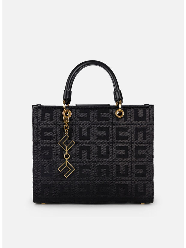 BORSA TOTE CON MONOGRAMMA, 110 NERO, large