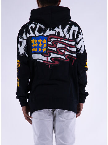 FELPA HOODIE CON STAMPA SUL RETRO, NERO, small