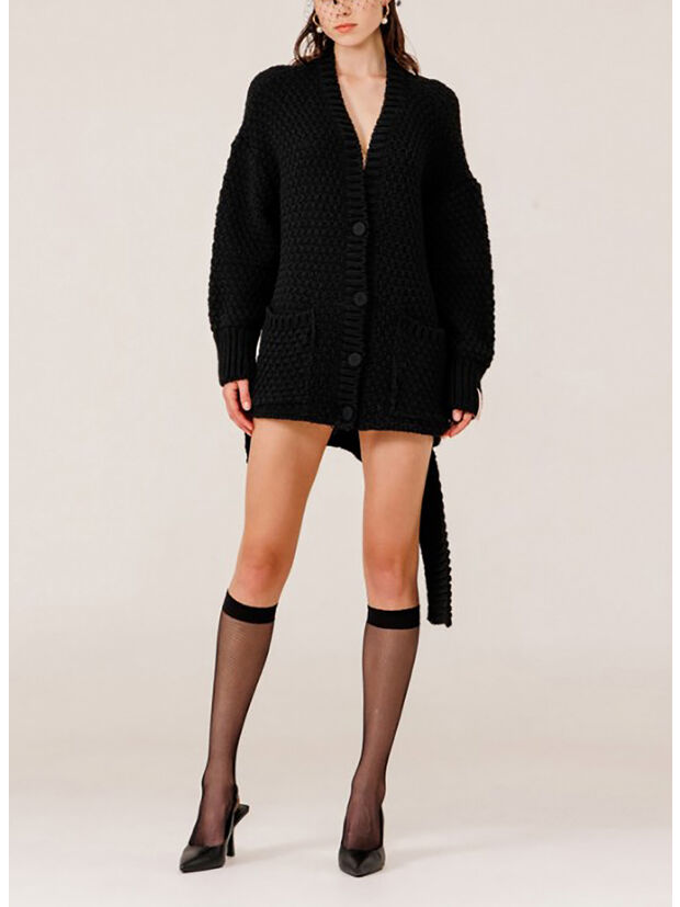 CARDIGAN IN MAGLIA, NERO, large