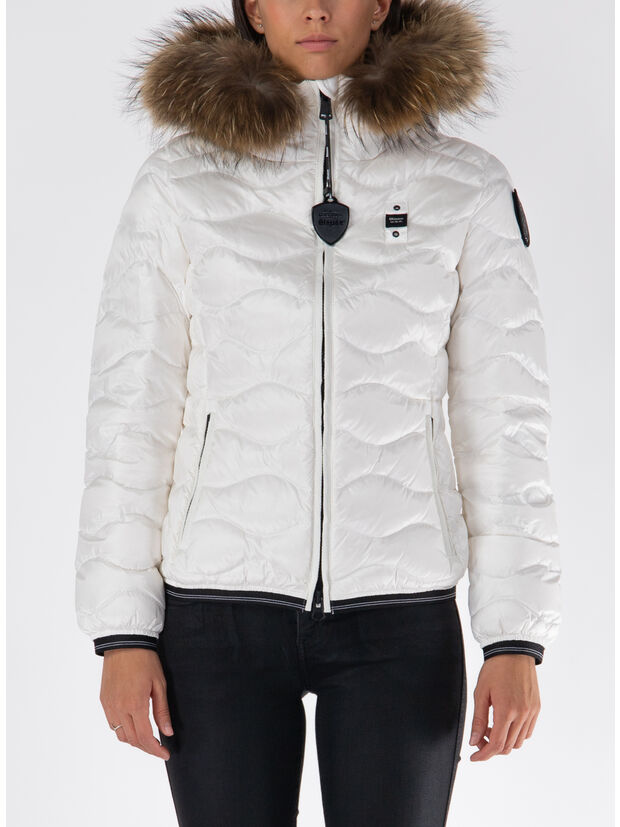 PIUMINO CON  PELLICCIA ALDIE, 100BI BIANCO OTTICO, large