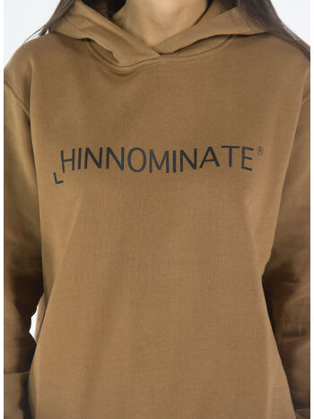 FELPA CON CAPPUCCIO E LOGO, V1 MARRONE CAFFE', small