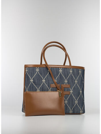 BORSA SHOPPER MOTIVO LOSANGA IN DENIM, AP1DENIMCUOIO, small