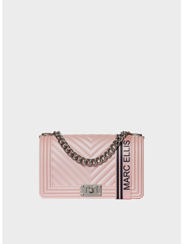 BORSA FLAT MEDIUM, NUDE / SATIN SILVER, large