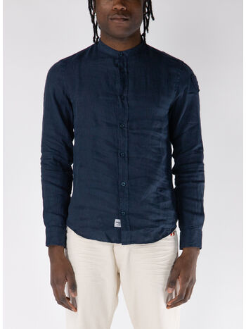 CAMICIA A MANICHE LUNGHE CON LOGO PATCH, 888 BLU, small