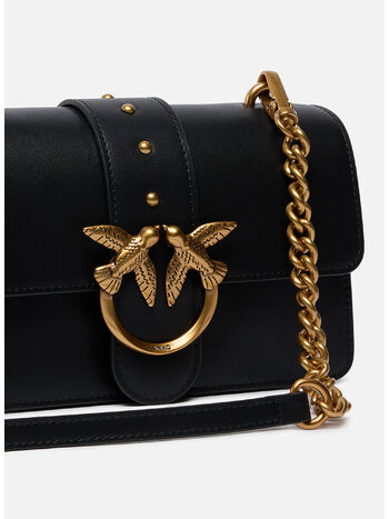 BORSA PICCOLA LOVE BAG ONE IN PELLE, Z99Q NERO-ANTIQUE GOLD, small