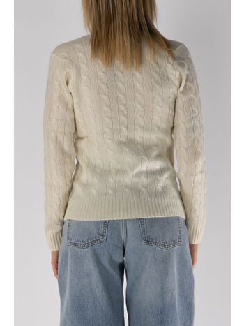 MAGLIONE KIMBERLY CON SCOLLO A V, CREAM, small