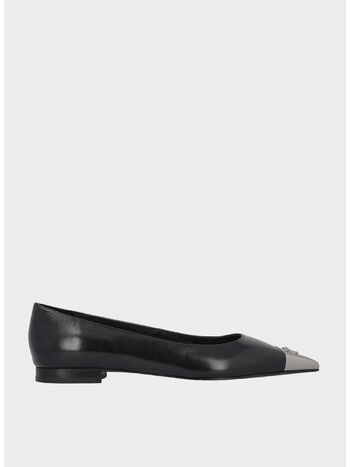 BALLERINA IN NAPPA CON PUNTA IN METALLO, Z99 BLACK, small