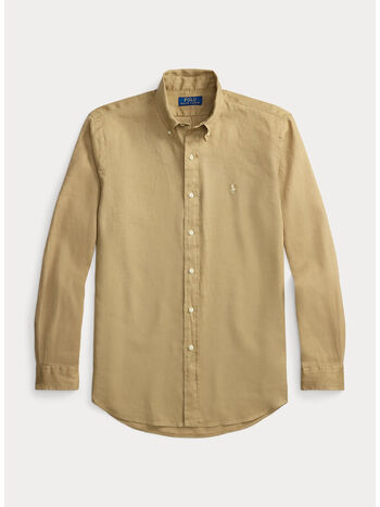 CAMICIA IN LINO SLIM-FIT, CAFE TAN, small