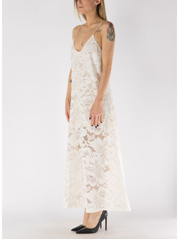 ABITO MIDI IN PIZZO BLOSSOM LACE, 001 BIANCO, small