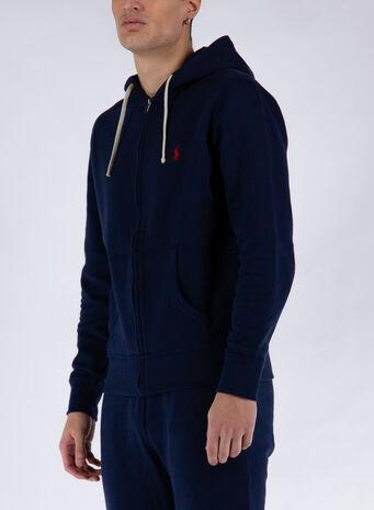 FELPA CON CAPPUCCIO FLEECE, 004CRUISENAVY, small