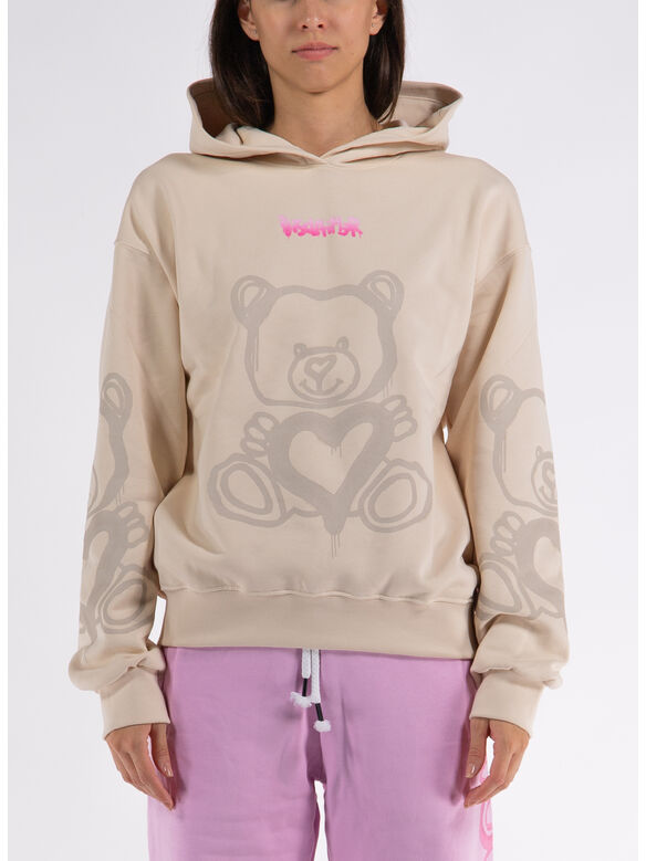 FELPA HOODIE BEAR, CREMA, medium