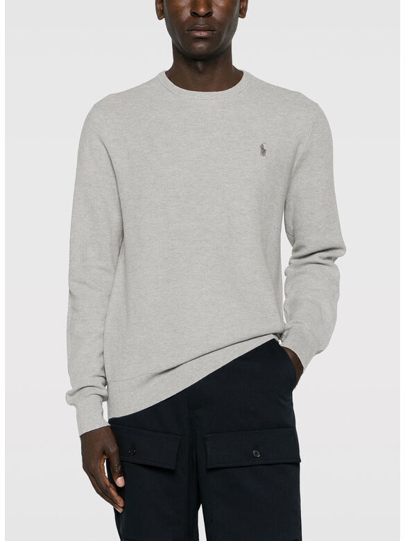MAGLIONE GIROCOLLO CON LOGO RICAMATO, ANDOVER HEATHER, medium