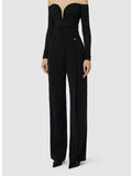 PANTALONI IN CR&Ecirc;PE LEGGERO CON LOGO CHARM, 110 NERO, thumb