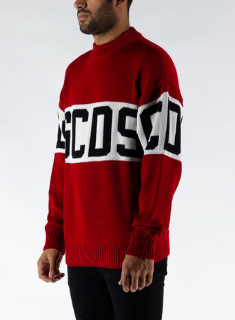 MAGLIONE LOGO SWEATER, RED, small