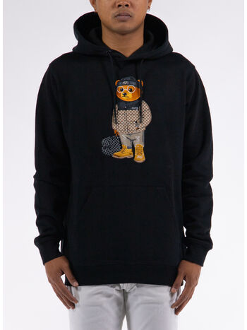 FELPA HOODIE FILOU EMBROIDERED, 01 BLACK, small