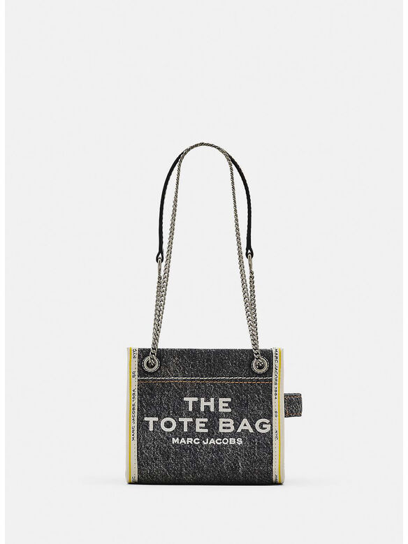 BORSA MINI THE DENIM CHAIN TOTE, 965 BLACK WASH, medium