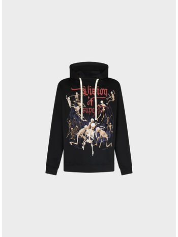 FELPA HOODIE ROCK SKULL GRAPHIC, BLACK, small