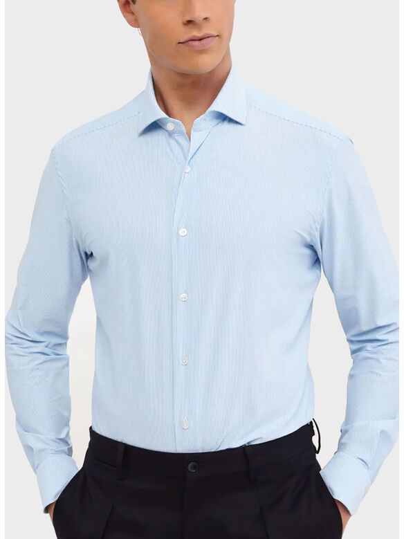 CAMICIA A RIGHE CON COLLO FRANCESE STRETCH, 003, medium