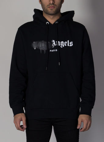 FELPA PARIS SPRAYED LOGO HOODY, BLACK/WHITE, small