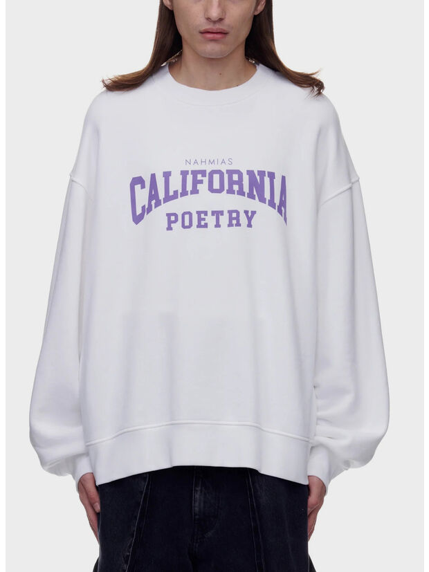 FELPA CREW CALIFORNIA POETRY VARSITY, 100 WHITE, large