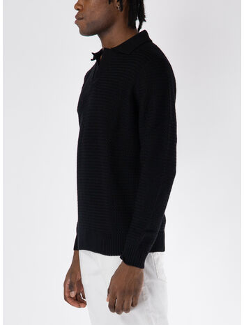 MAGLIONECON COLLETTO BUTTON DOWN, 990 NERO, small
