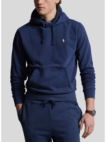 FELPA HOODIE CON LOGO RICAMATO, 018 CRUISE NAVY, small