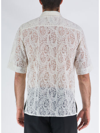 CAMICIA IN PIZZO COTONE E POLIESTERE, 02 WHITE, small