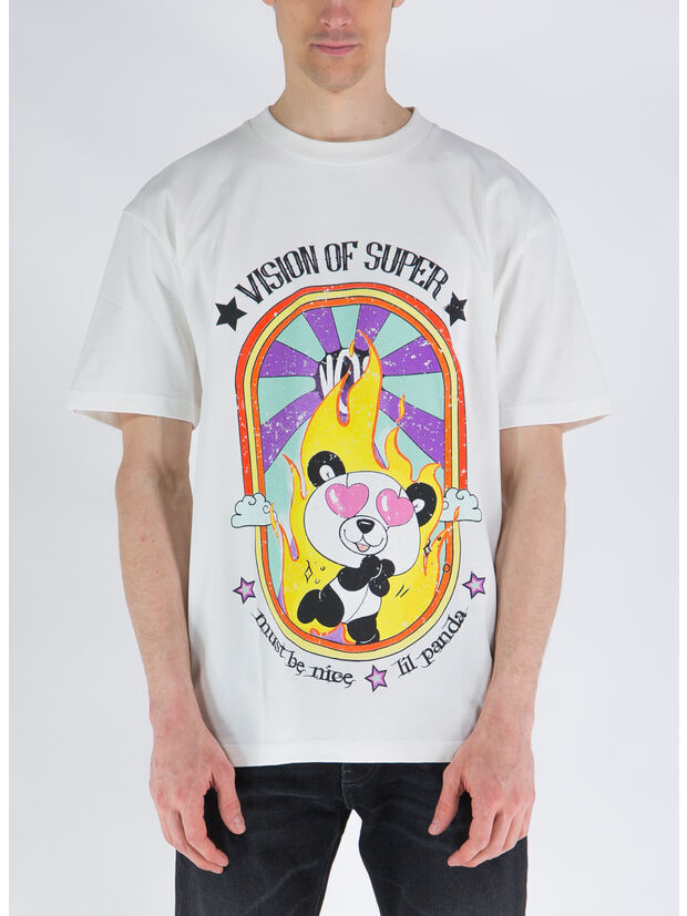 T-SHIRT WITH IN LOVE PANDY PRINT, OFF WHITE, large