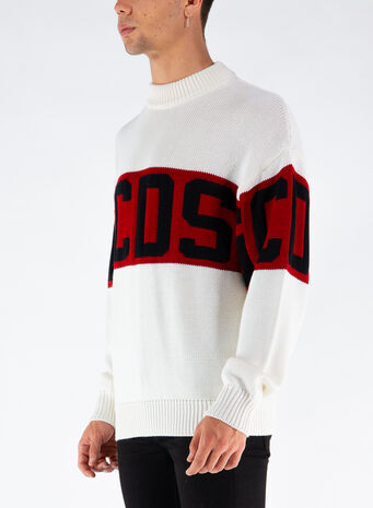 MAGLIONE LOGO SWEATER, 01WHITE, small