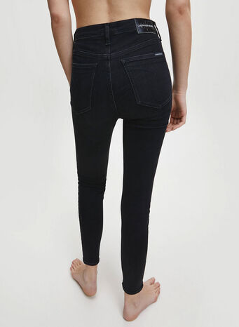 JEANS SUPER SKINNY STRETTI ALLA CAVIGLIA A VITA ALTA, 1BYAB045WASHEDBLACKY, small