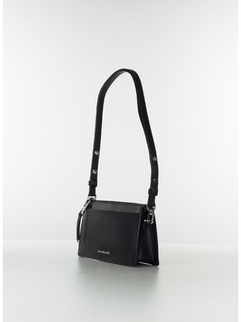 BORSA IN PELLE CON LOGO, 001 BLACK, small