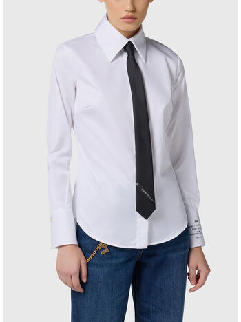 CAMICIA IN POPELINE DI COTONE CON LOGO, 100 BIANCO, small