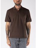 POLO CHARLES A MANICA CORTA CON COLLETTO APERTO, 00132H BROWN, thumb