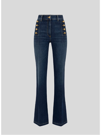 JEANS A ZAMPA CON BOTTONIERA, 104 BLUE DENIM, small