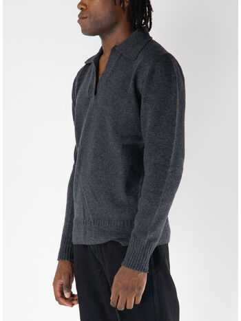 MAGLIONE CON COLLO A POLO SENZA BOTTONI AAGRO, 09 GRIGIO SCURO, small