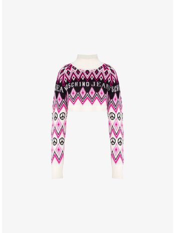 PULLOVER CROP IN CASHMERE E LANA GRAPHIC JACQUARD, A2002, small