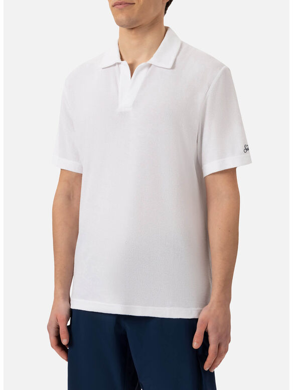 POLO JEREMY A COLLLETTO APERTO A COSTINE, 01387H WHITE, medium